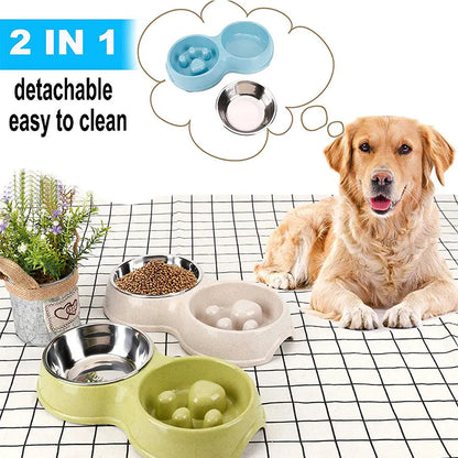 Dog Slow food Double Bowls - Pet Wonderland Cloud