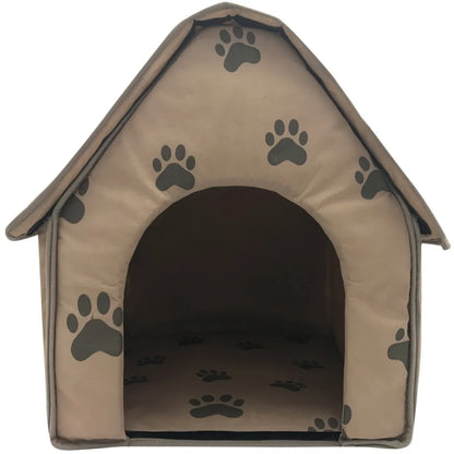 Foldable Dog Footprint House Bed - Pet Wonderland Cloud