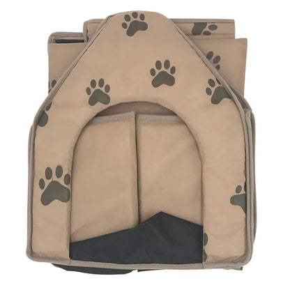 Foldable Dog Footprint House Bed - Pet Wonderland Cloud