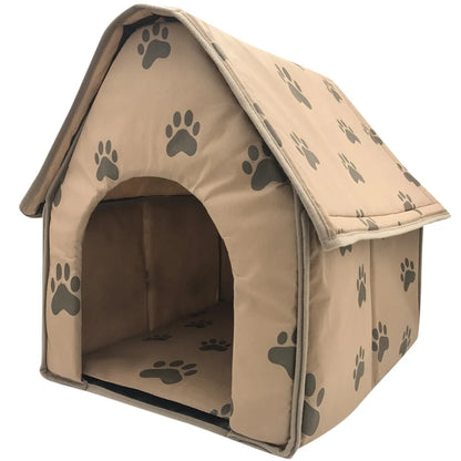 Foldable Dog Footprint House Bed - Pet Wonderland Cloud