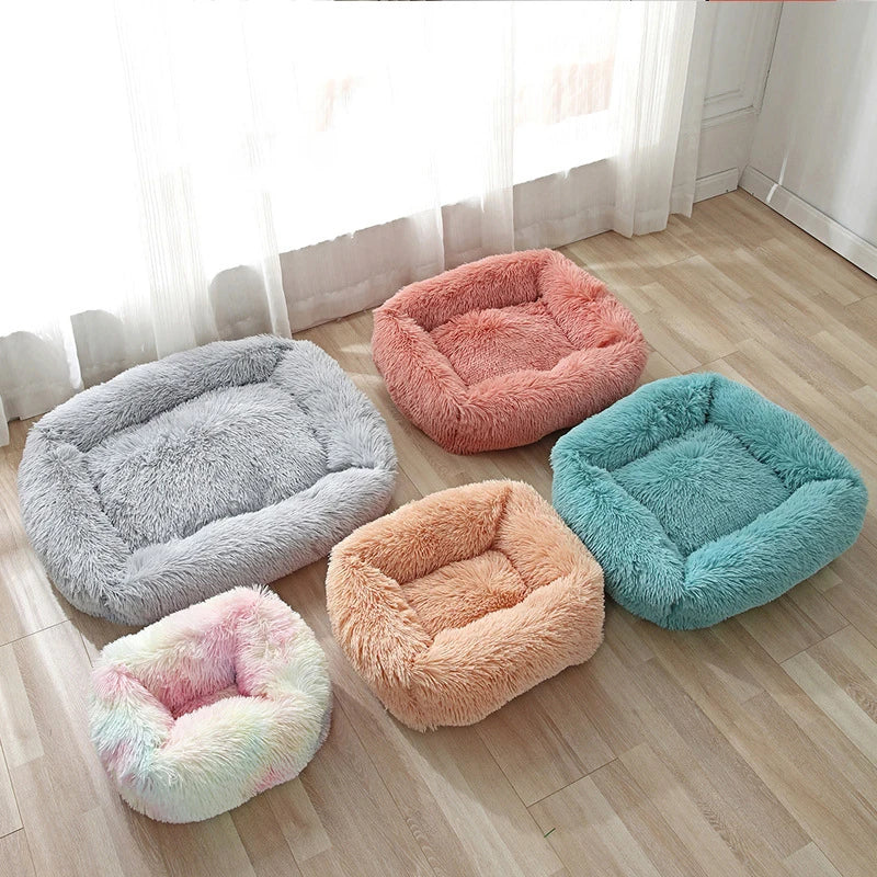 Dog Long Plush Square Kennel Bed - Pet Wonderland Cloud