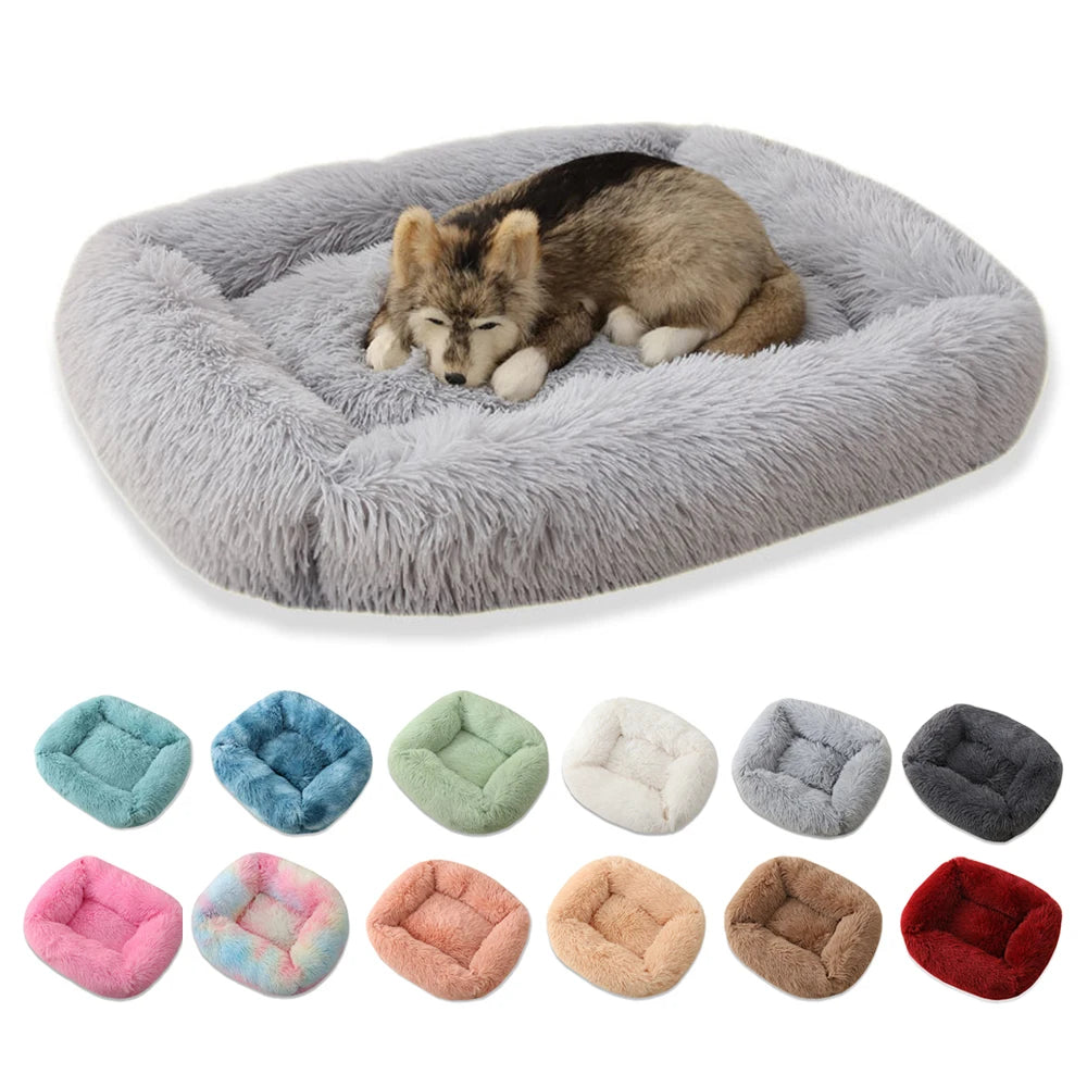 Dog Long Plush Square Kennel Bed - Pet Wonderland Cloud