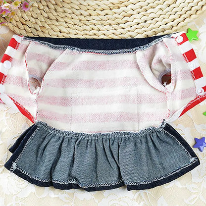 Dog Striped Bear Denim Skirt - Pet Wonderland Cloud