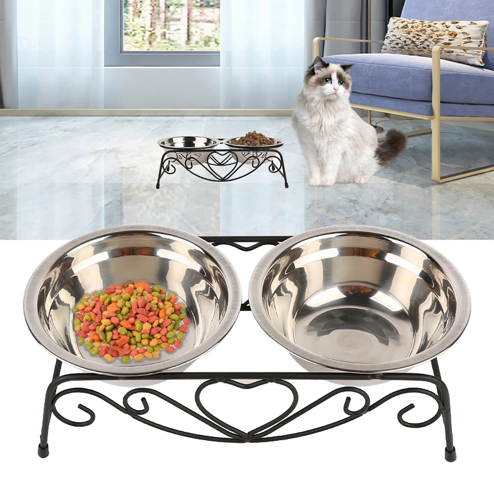 Double Feeding Stand Bowl - Pet Wonderland Cloud