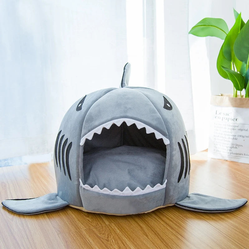 Dog Shark Shaped House Warm Kitten Bed - Pet Wonderland Cloud