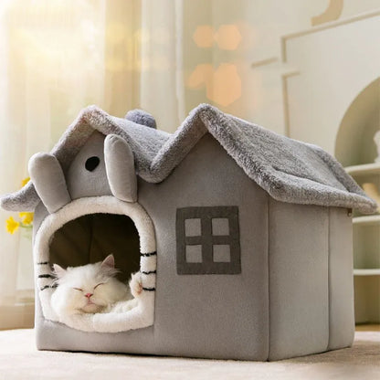 Washable Dog Warm Plush House - Pet Wonderland Cloud