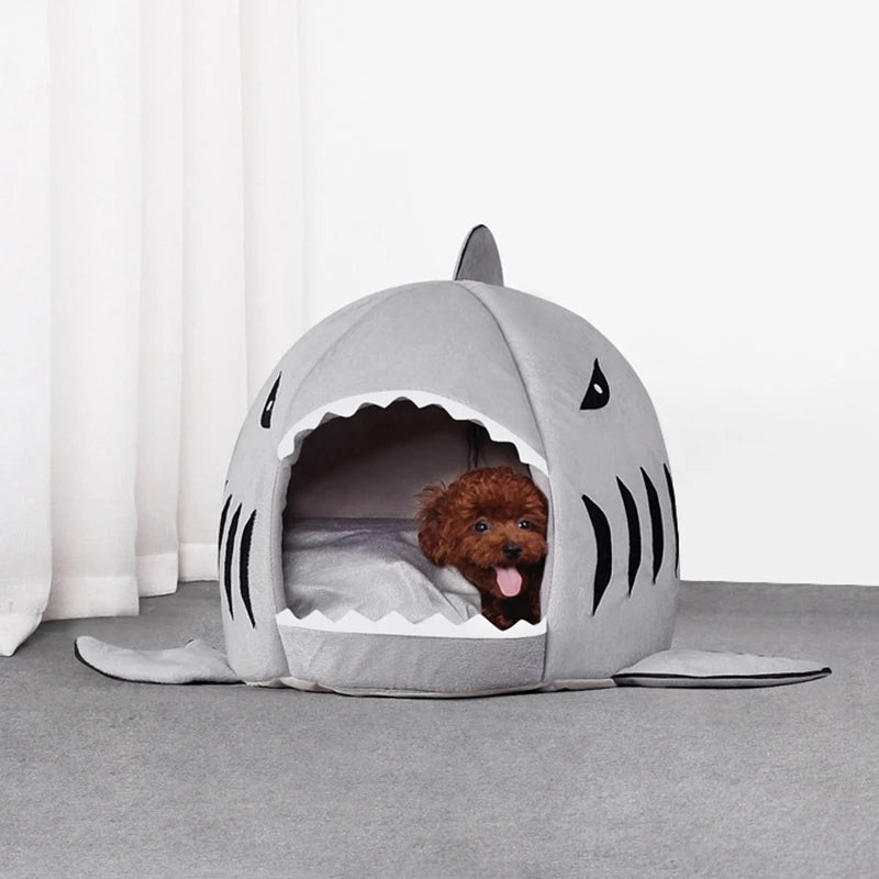 Dog Shark Shaped House Warm Kitten Bed - Pet Wonderland Cloud