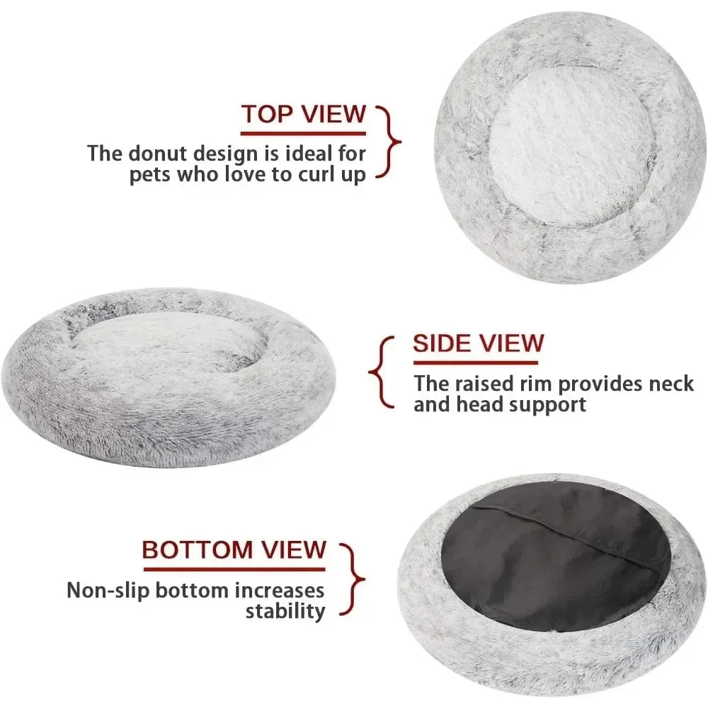 Non slip bottom round fluffy dog bed - Pet Wonderland Cloud