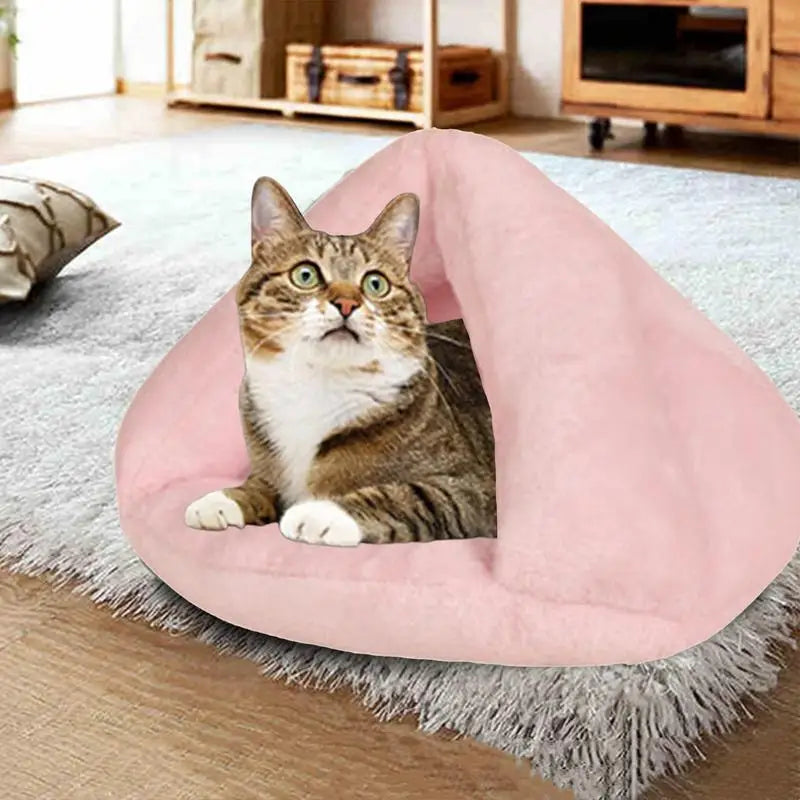 Pet Triangle Fleece Cave Bed - Pet Wonderland Cloud