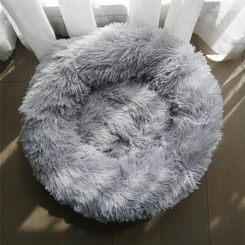 Dog Warm Fleece Round Bed - Pet Wonderland Cloud