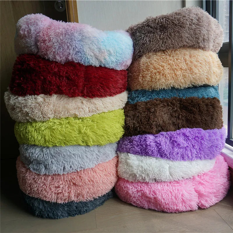 Dog Warm Fleece Round Bed - Pet Wonderland Cloud