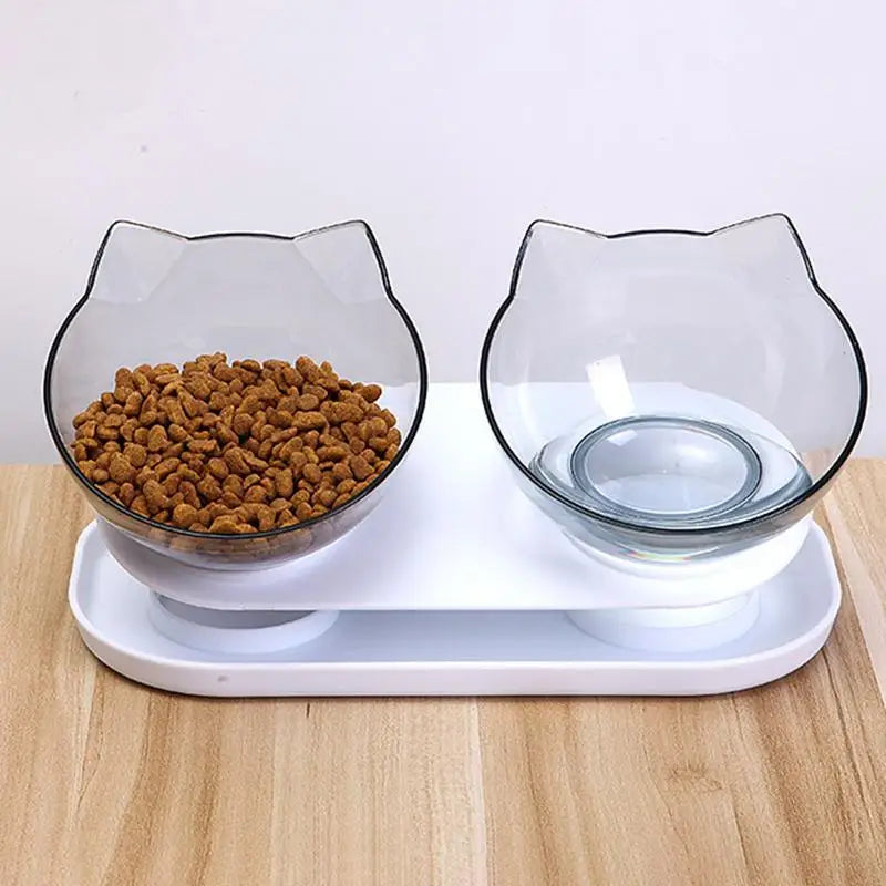 Non-Slip Double Cat Feeding Bowl - Pet Wonderland Cloud