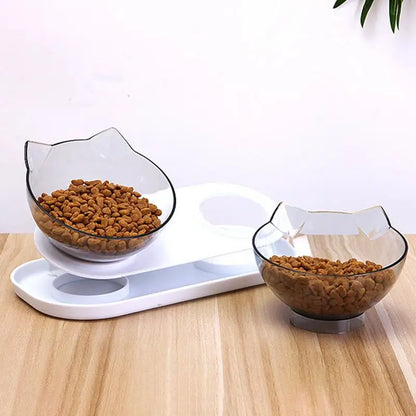 Non-Slip Double Cat Feeding Bowl - Pet Wonderland Cloud