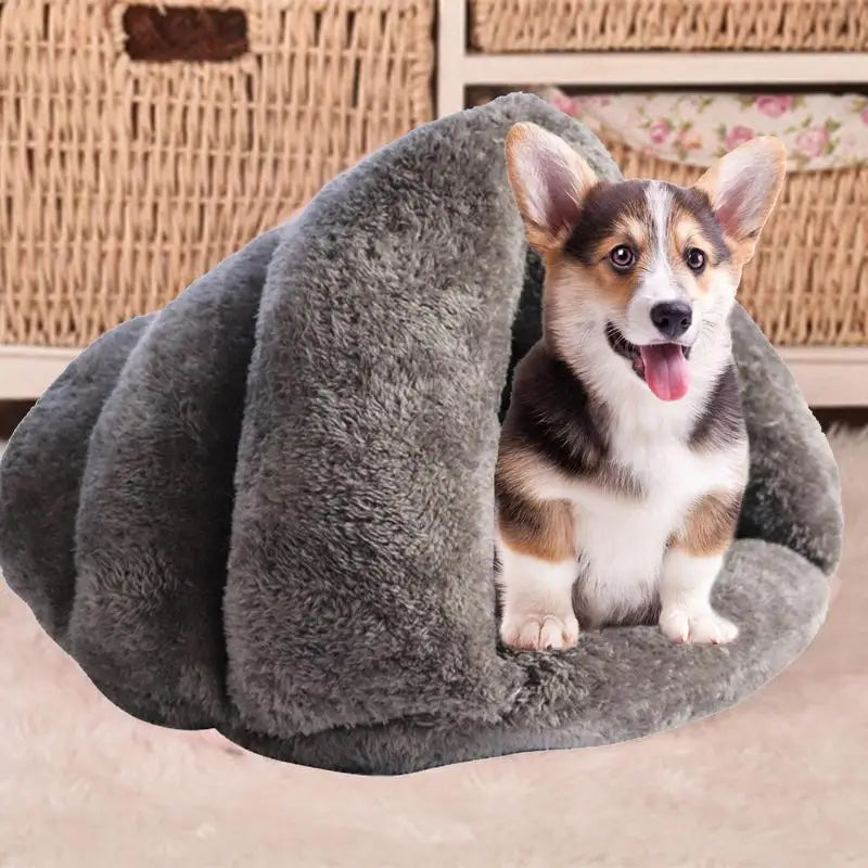 Pet Triangle Fleece Cave Bed - Pet Wonderland Cloud