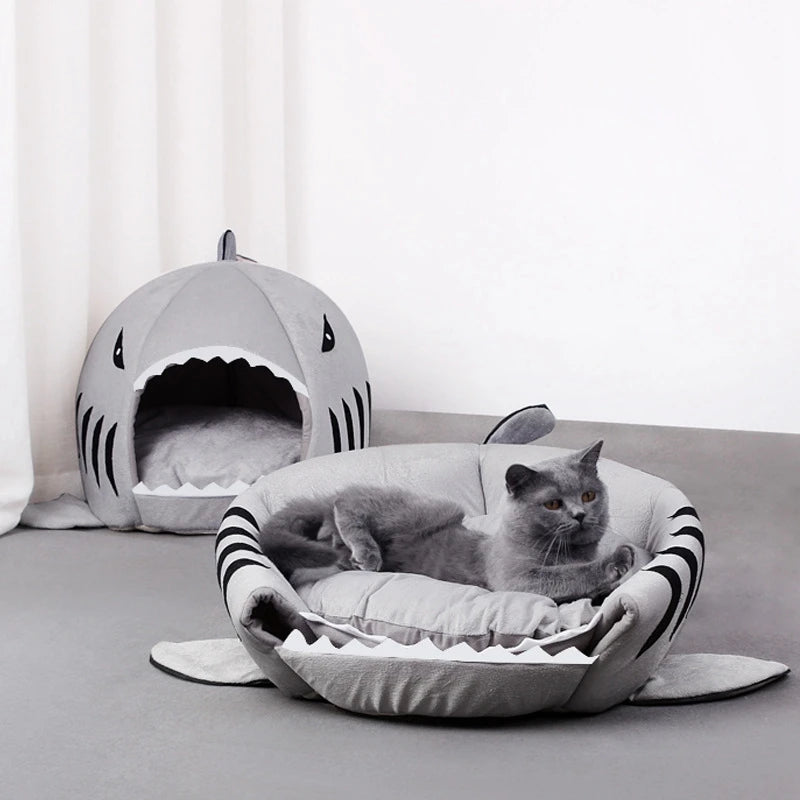 Dog Shark Shaped House Warm Kitten Bed - Pet Wonderland Cloud