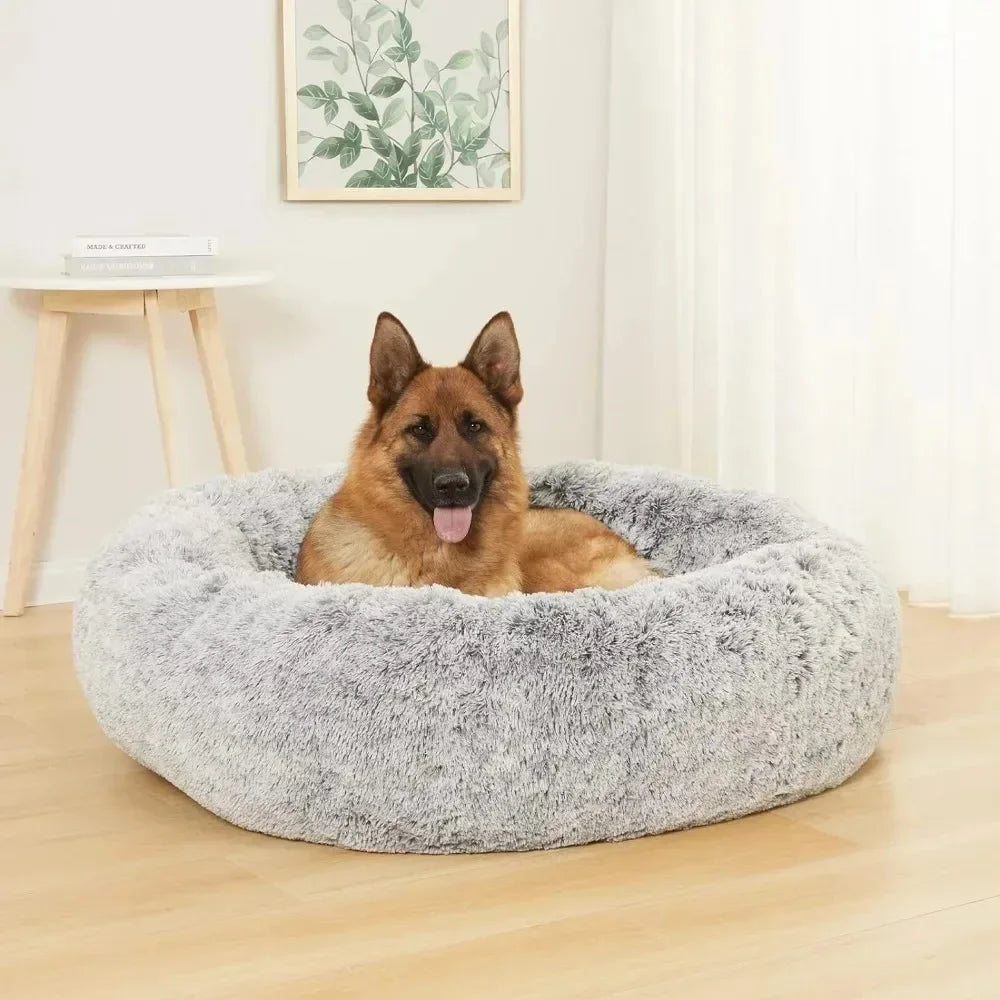 Non slip bottom round fluffy dog bed - Pet Wonderland Cloud