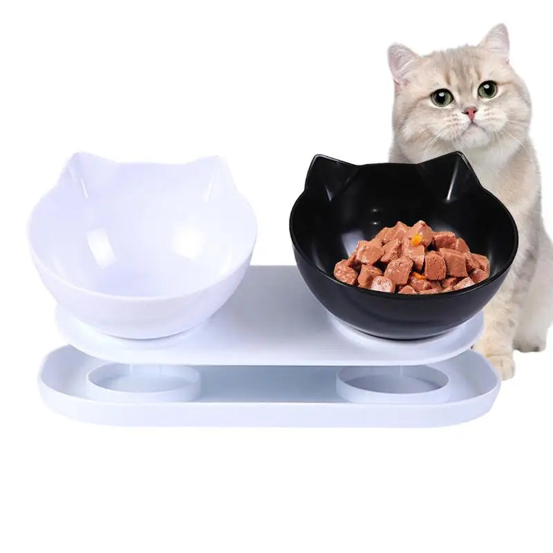 Non-Slip Double Cat Feeding Bowl - Pet Wonderland Cloud