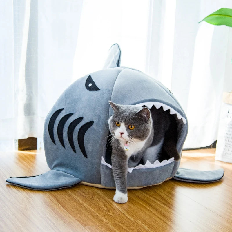 Dog Shark Shaped House Warm Kitten Bed - Pet Wonderland Cloud