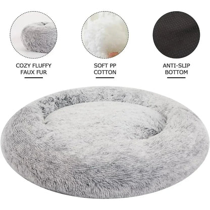 Non slip bottom round fluffy dog bed - Pet Wonderland Cloud