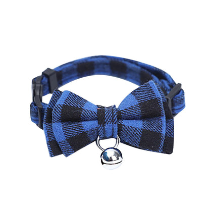 Pet Plaid Bowknot Bell Collar - Pet Wonderland Cloud