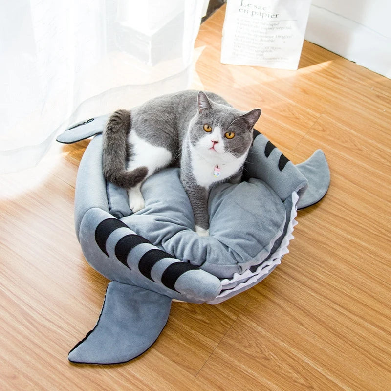 Dog Shark Shaped House Warm Kitten Bed - Pet Wonderland Cloud