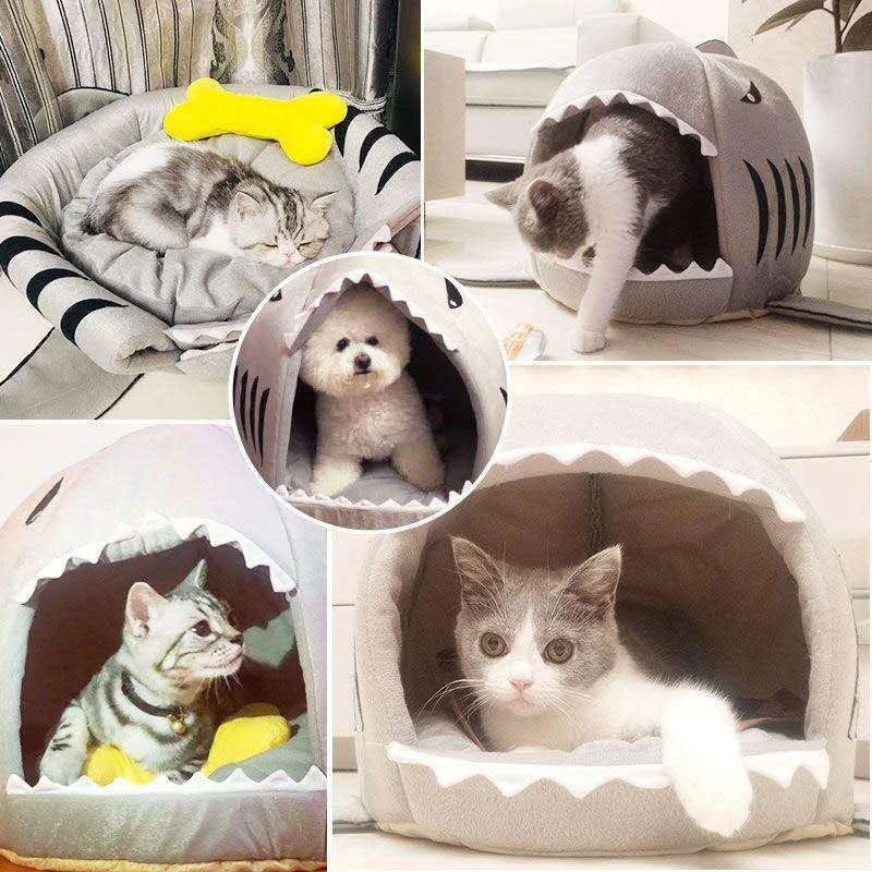 Dog Shark Shaped House Warm Kitten Bed - Pet Wonderland Cloud