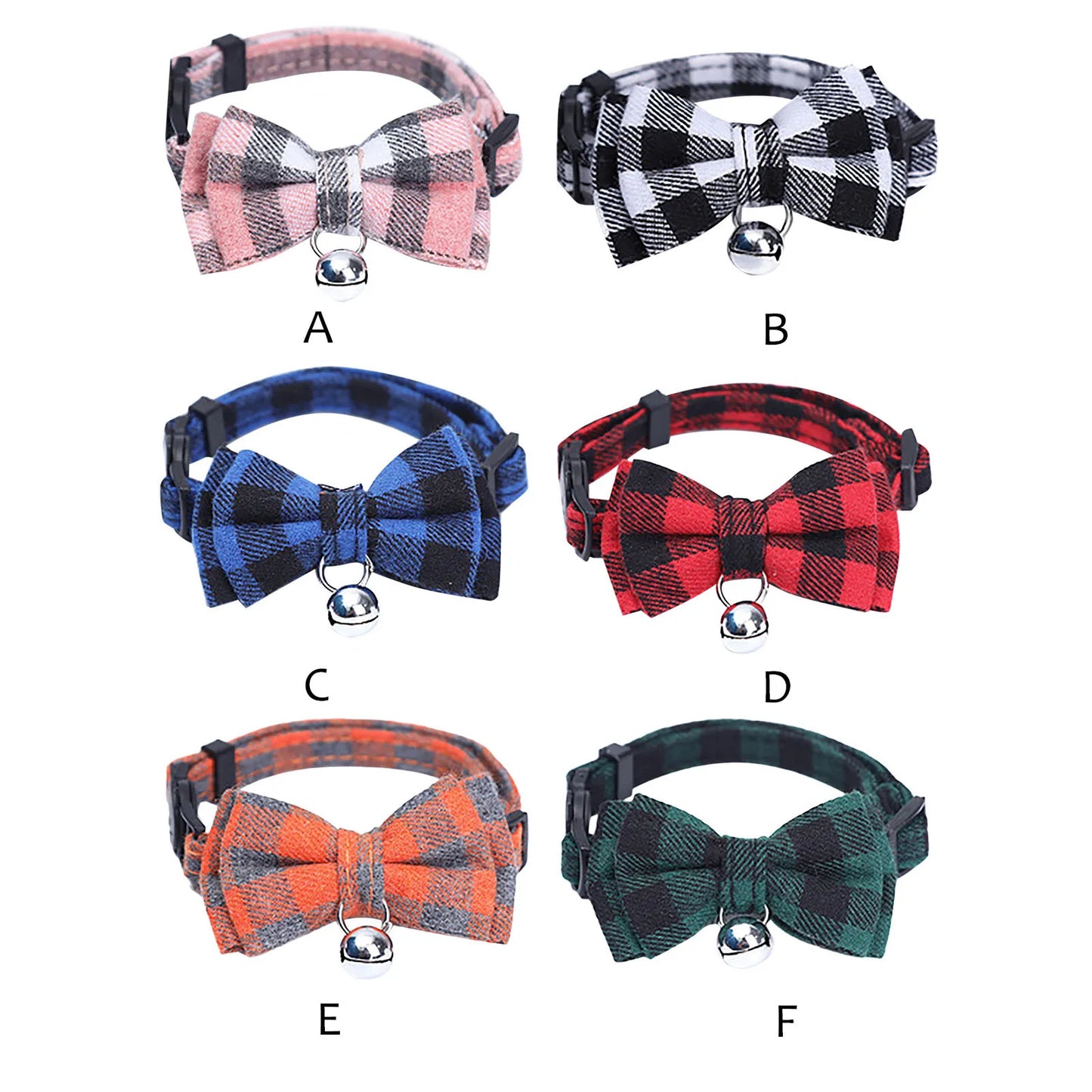 Pet Plaid Bowknot Bell Collar - Pet Wonderland Cloud