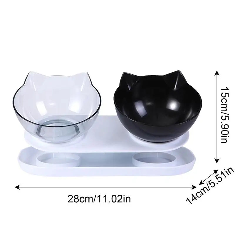 Non-Slip Double Cat Feeding Bowl - Pet Wonderland Cloud