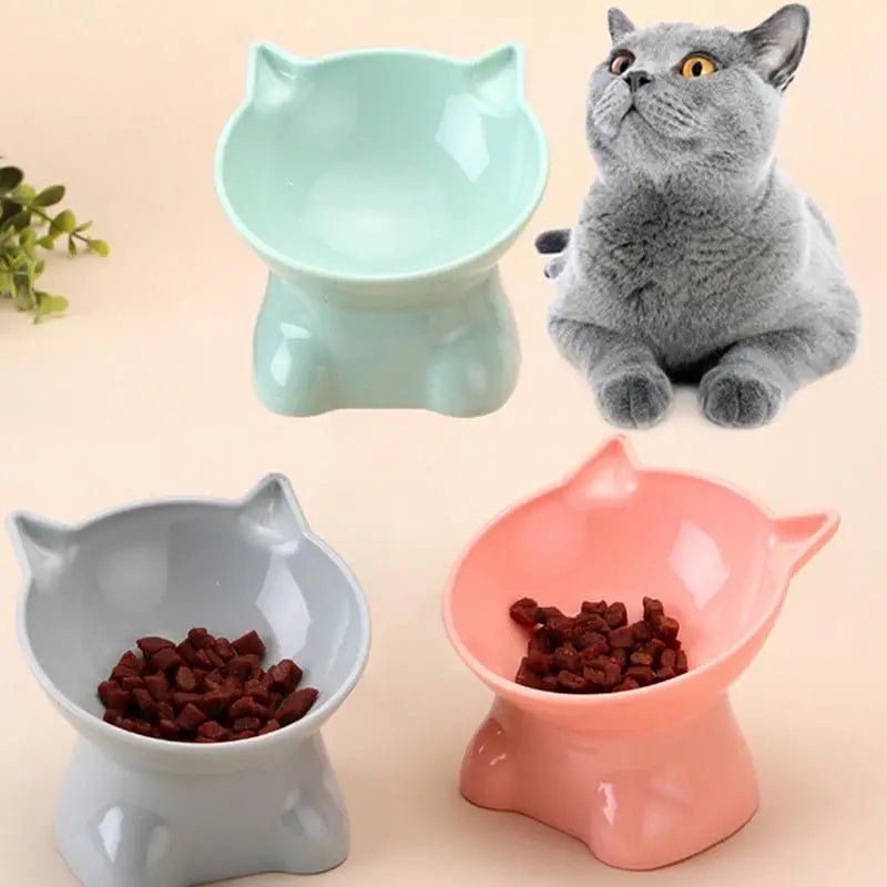 Pet High Bottom Tilt Neck Protector Bowl - Pet Wonderland Cloud