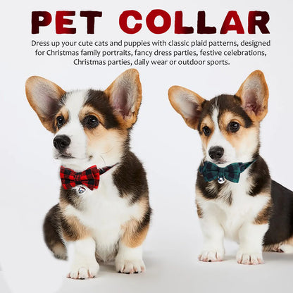 Pet Plaid Bowknot Bell Collar - Pet Wonderland Cloud