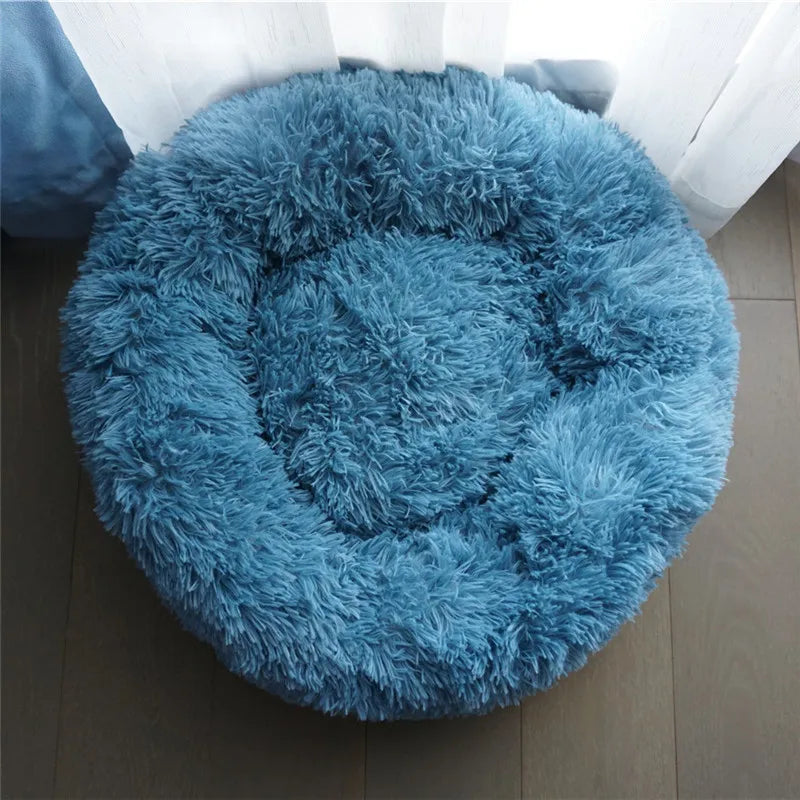 Dog Warm Fleece Round Bed - Pet Wonderland Cloud